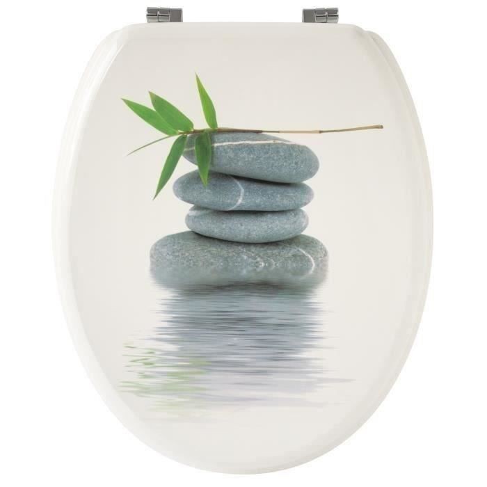 Abattant WC galets gris Gelco en bois moulé MDF avec fixations universelles