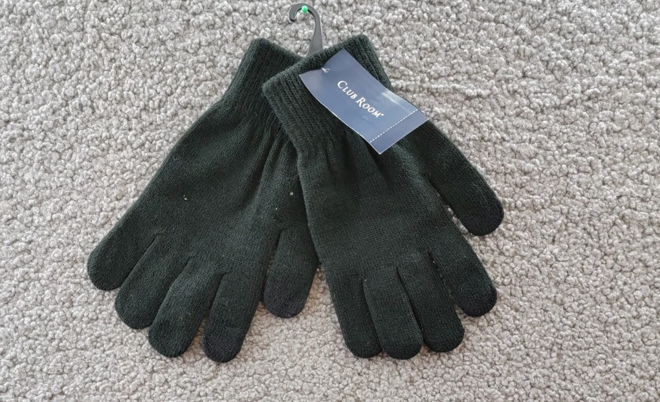 Guantes de punto liso Club Room para hombre informales cálidos equipo de invierno talla única negros Foto 2 de 4