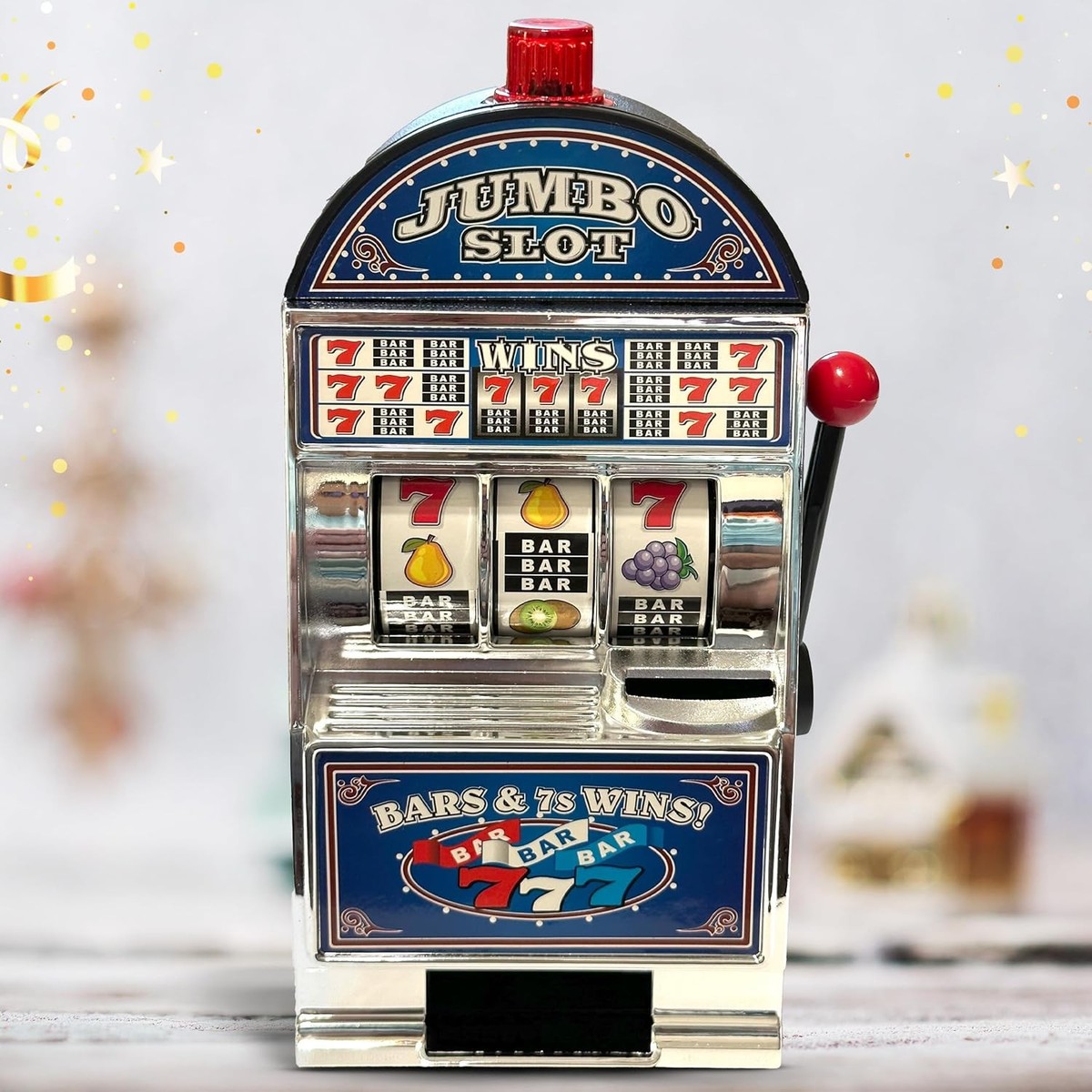777 Silver Slot Machine Casino Toy Piggy Bank Replica with