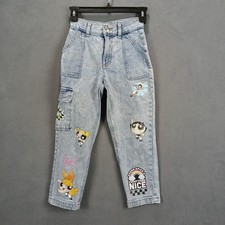 The PowerPuff Girls X Justice Jeans Girls 8 Blue Denim Cotton Stretch Graphic