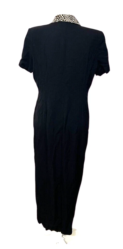 Maxi Vestido Danny & Nicole Para Mujer Negro Doble Pecho L De Colección Look Estampado Animal Foto 2 de 4