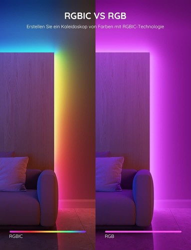 Govee RGBIC LED Strip 20M, Bluetooth LED Streifen, Segmentcontrol, Musik Sync, 6 - Bild 3 von 10