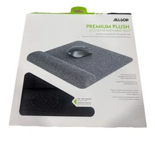Allsop Premium Plush Mouse Pad With Wrist Rest, Gray, 11.8” X 11.6”