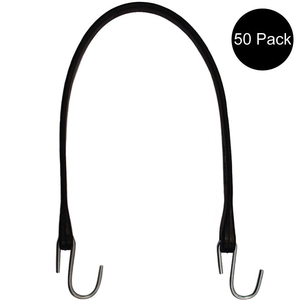 (50) 21" Black RUBBER TARP STRAPS Flatbed Truck Trailer Bungee Cord