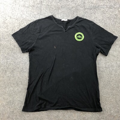 Patron Tequila Shirt Womens Large Black Spell Out V Neck Short Sleeve