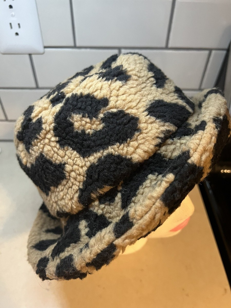 Sherpa Bucket Hat Leopard Animal Print Casual Camel Brown  display picture 3