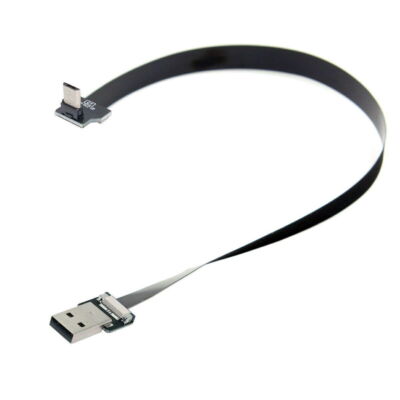 CY Up Angled USB 2.0 Type-A Male to Micro USB 5Pin Male Data Flat Slim Cable