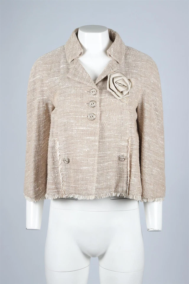 CHANEL BEIGE 2008 LINEN BLEND JACKET FR 40 UK 12 - Image 2 of 4