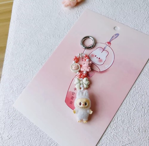 Labubu Phone Charm Custom Keychain Pendant Random One Piece Set - Photo 8 sur 9