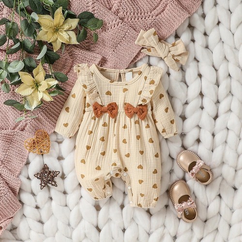 Baby Girls Clothes Headband Outfit Set Romper Kids Newborn Jumpsuit - Picture 7 of 18