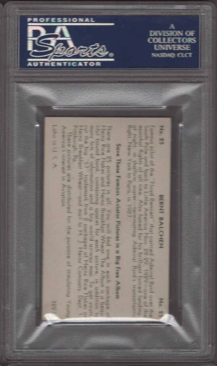 1936 F277-4A Heinz Famous Aviators-1st Series #25 Bernt Balchen