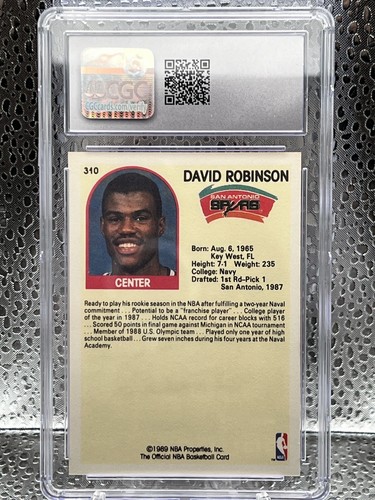 1989-90 NBA Hoops David Robinson CGC 9.5 Rookie RC HOF - Picture 3 of 4