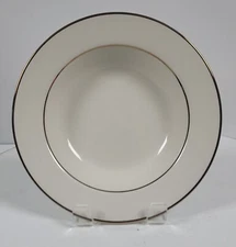 Homer Laughlin China ~ 8" Cereal Bowl ~ Wide Rim Ivory with Gold Trim