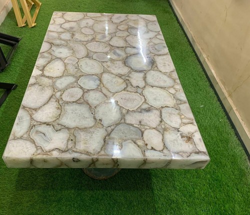 5'x3' White Stone Agate Table Top Handmade Furniture Unique Conference Tables