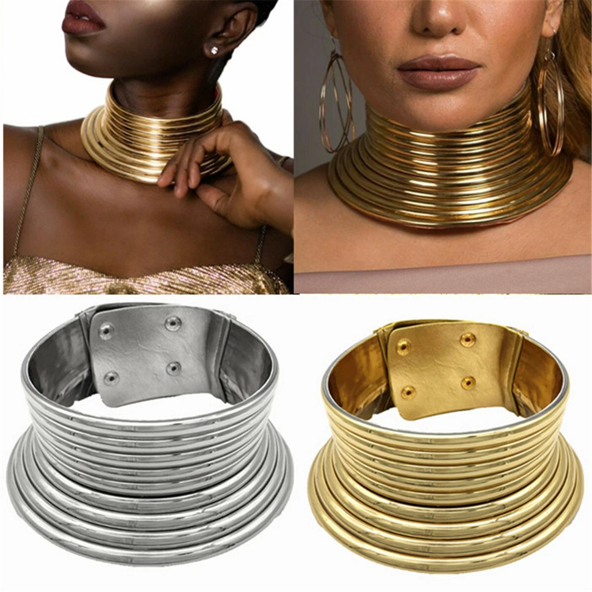 African gold neck choker deals