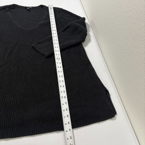 Maglione tunica maglia Eileen Fisher taglia 3X nero scollo a V pullover misto lino - Foto 9 di 10