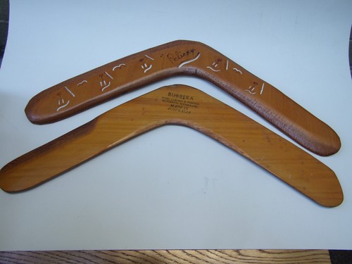 2X AUSTRALIAN ABORIGINAL BOOMERANGS ''BUBBERA'' H/PAINTED CARVED WOODEN ARTWORK - Picture 7 of 8