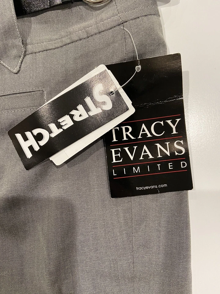 Pantalones Cortos Tracy Evans Gris Cinturón Negro Elastizado Mujer Talla 15 Nuevos con Etiquetas Venta al por menor $36 Foto 4 de 4