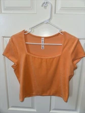 Alo Yoga Terry Beachside Short Sleeve Top Cantaloupe Size L