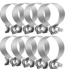 2.5 Inch Exhaust Clamp,2 1/2" Narrow Band Muffler Clamp Stainless Steel 8PCS