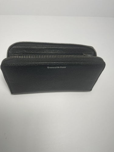 Nueva billetera para hombre Ermenegildo Zegna negra con cremallera sin etiquetas ni caja incluida - Imagen 3 de 7