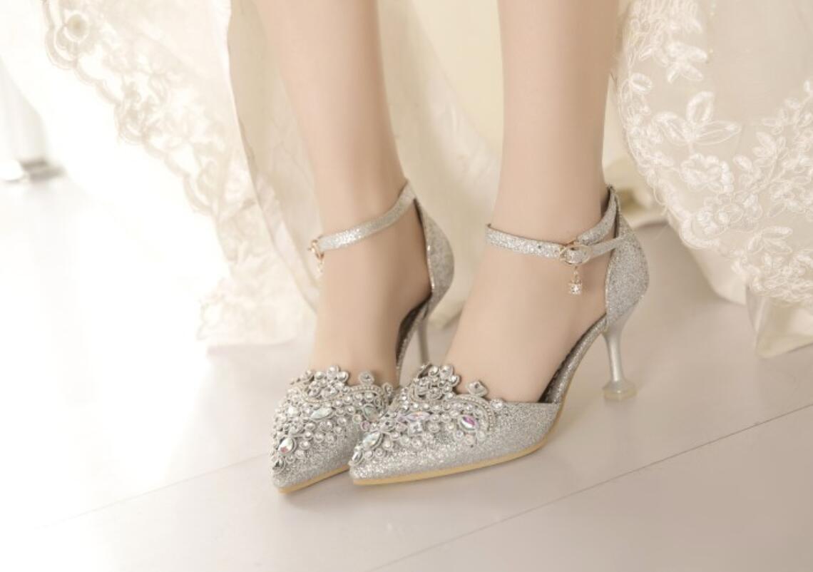 Women's wedding rhinestone pointy toe Buckle slim High High High Heels pumps bridal shoes 794a56 Women's wedding rhinestone pointy toe Buckle slim High High High Heels pumps bridal shoes 794a56