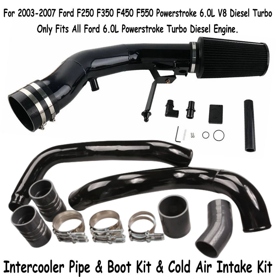 Intercooler Pipe&Cold Intake Kit For 03-07 Ford F250 F350 6.0 Powerstroke Diesel Foto 2 de 4