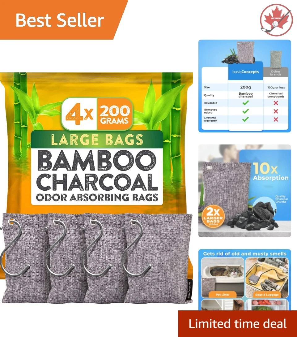 Nature Fresh Charcoal Bags 10x More Porous 4 Pack Remove