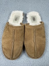 UGG Slippers Pearle Slides Slip-on Suede 1115139 Women's SZ 5 Chestnut Tan Fuzzy