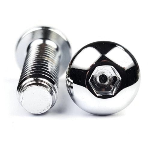 2 Boulons Chromés Tête Allen Avec Moletage - 10-32 X 2 Pouces, Grade 8, Fabriqués Aux USA
