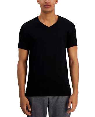 ALFANI Men's 4 Pack Black 100% Cotton Slim Fit V-Neck T-Shirt NEW Small