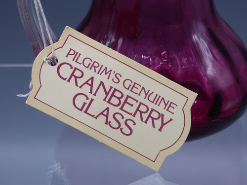 Pilgrim's Genuine Cranberry Glass Pitcher Art Glass with Original Tags Vintage - Picture 7 of 7