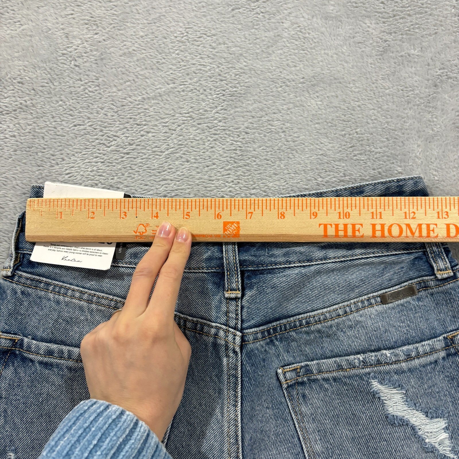 Kancan Shorts Womens 3/25 "Truly High Rise 90's Bermuda Shorts" Distressed Blue