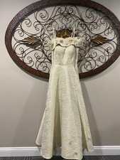 Pearl Beaded floral gold beige ball gown