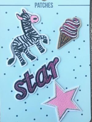 Aufnäher Applikation Patches Star Eis Zebra Set 4 Teile