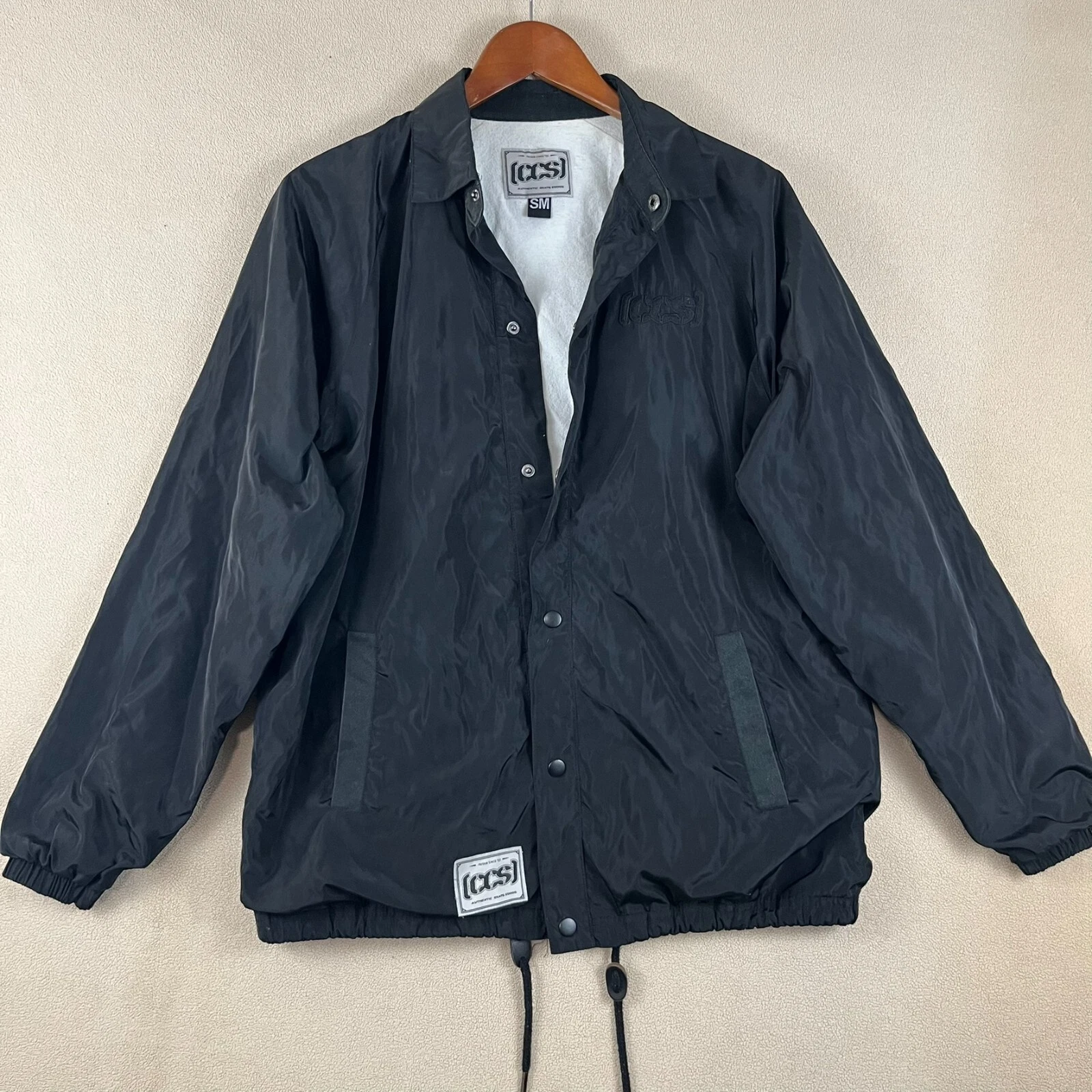 COACH Giacca a vento CCS skateboard uomo allenatori piccola nera vuota a scatto Y2K