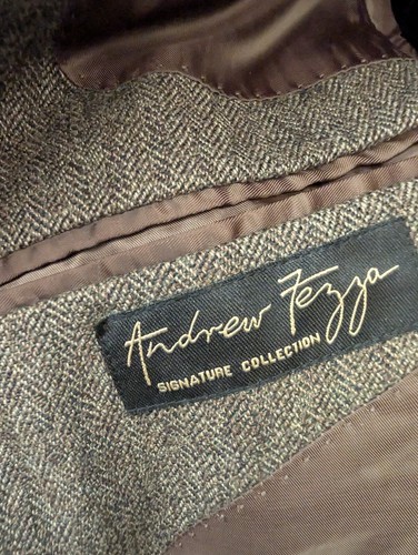 Andrew Fezza 40s Brown Herringbone Lambswool & Cashmere Blazer - Picture 3 of 12