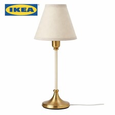 IKEA Table Lamp 54cm Elegant Bedside Table Standing Night Light - Brass/Beige 