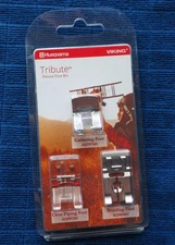 New Husqvarna Viking Tribute Presser Foot Kit Gathering, Clear Piping & Braiding