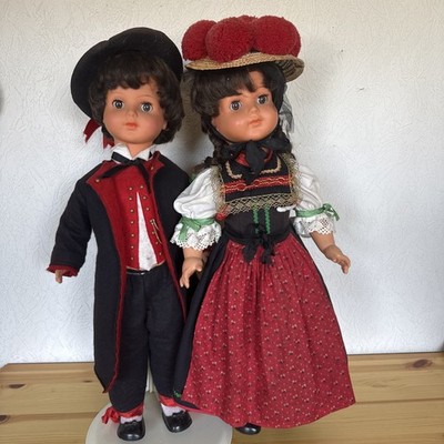 Set:2Stck.XL Trachtenpuppen-Paar Schwarzwald (50 cm) mit Bollenhut &Ständern