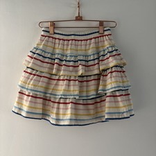 Hanna Andersson Girls 100 Cotton Skirt White Rainbow Stripe Size 8