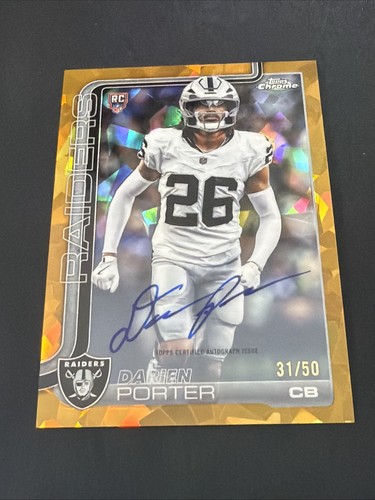 2025 Topps Chrome Sapphire Darien Porter RC ON CARD Auto Gold /50 Raiders