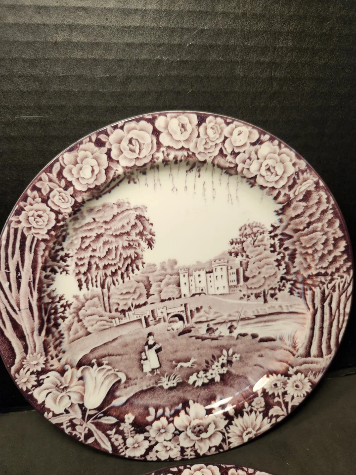 Wood and Sons Castles Plate Set of 4 Enoch Wood 9" Purple Plum - Image 3 of 4