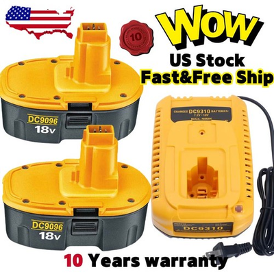 #ad #ad 18 Volt for Dewalt 18V Battery w Charger DC9096 2 DC9096 DC9098DC9099 Replace $8.89
