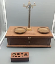 Antique F. HOPKEN & SON Gold Balance Scale for Parts w/weight box