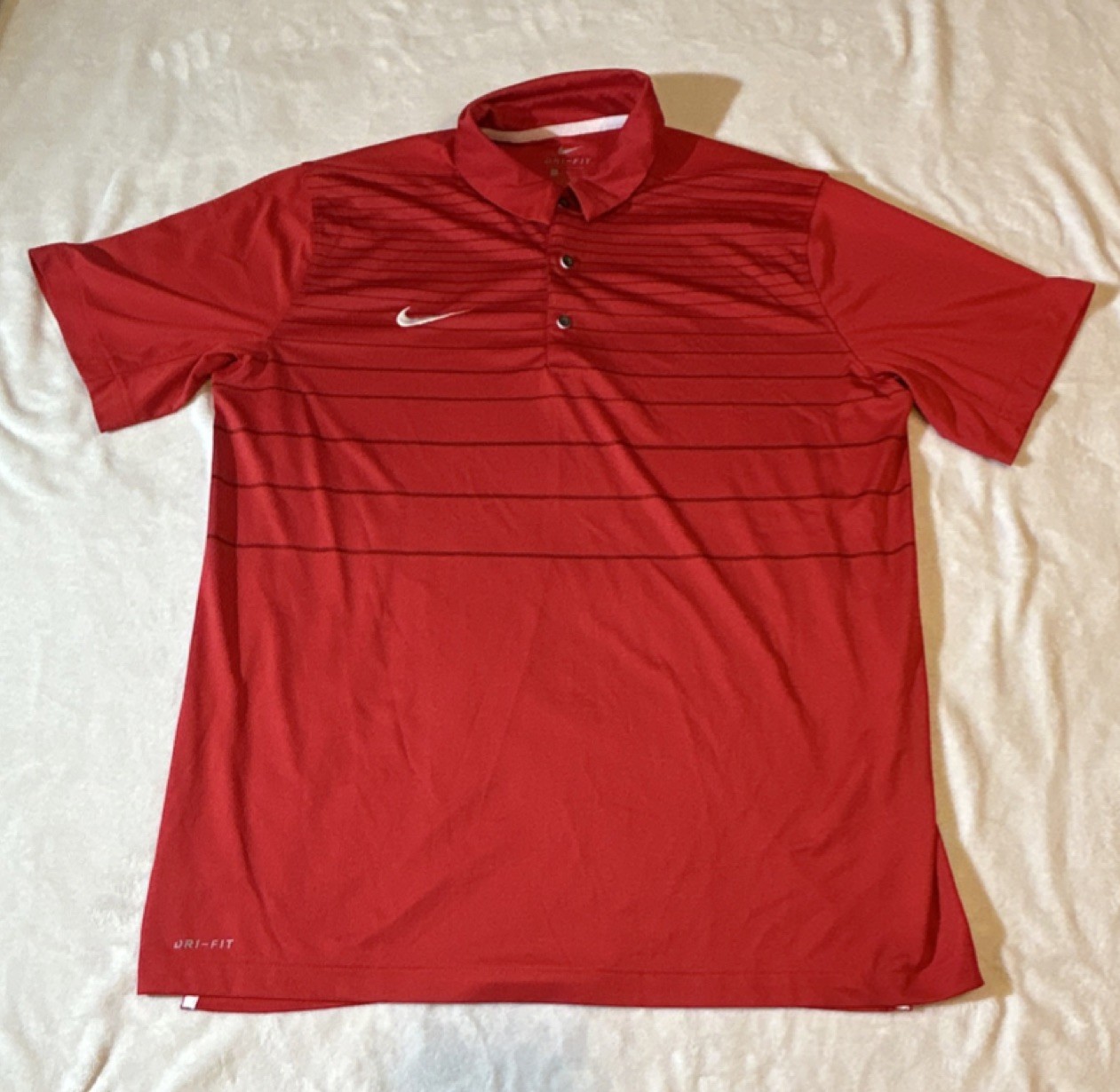 Nike Dri-FIT Men's Striped Moisture Wicking Polo Shirt Red S