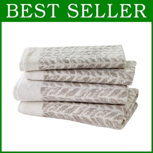 Juego de toallas de algodón turco de 4 piezas hojas envejecidas, 600 GSM - Imagen 1 de 10