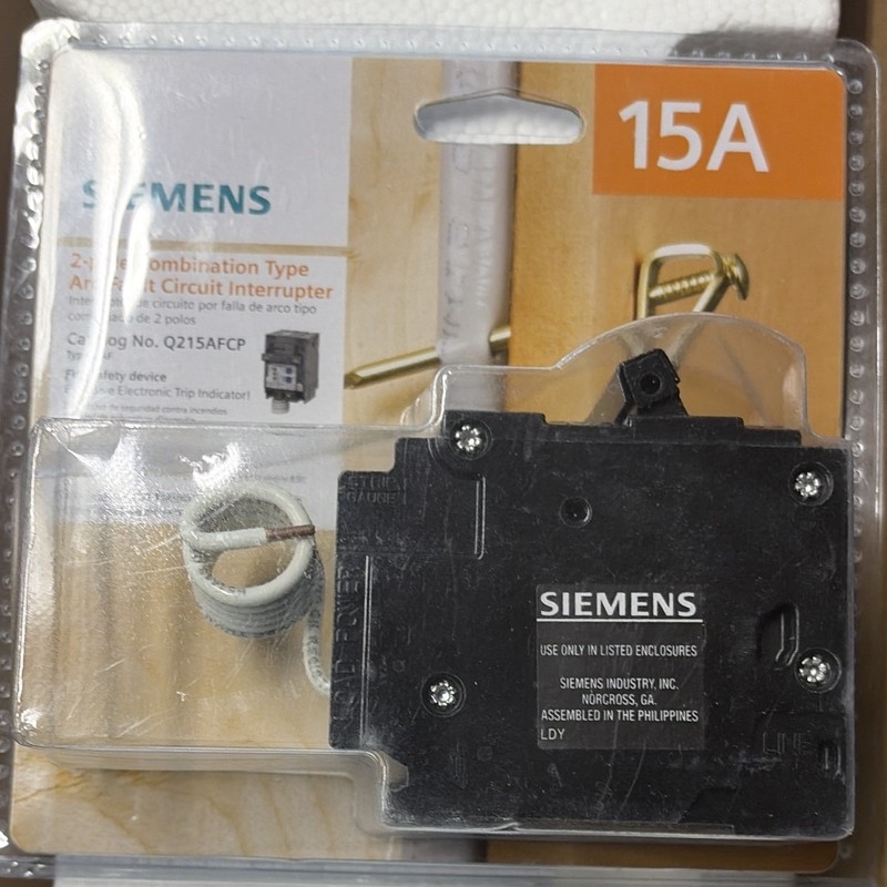 Siemens Q215AFCP 15A 2-Pole Combination Type AFCI Circuit Breaker 120V AC