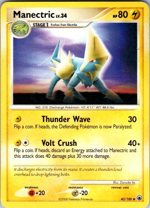 Manectric 40/100 Uncommon Majestic Dawn Pokemon Lightly Played
