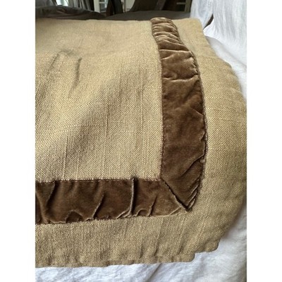 LEGACY Home 100% Linen/Velvet Trim*EURO Pillow Sham tan brown beige 26x27  